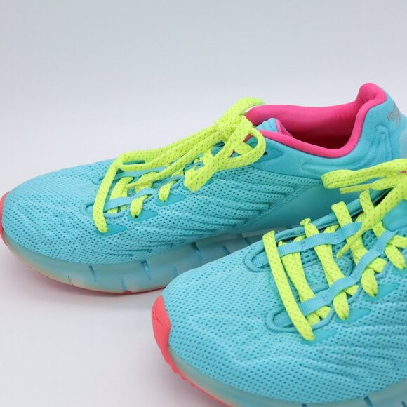 Reebok ZIG KINETICA Womens Size 3 Neon Blue/Pink FW7153 Lace Up Casual Shoes - Picture 6 of 11